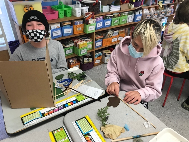 Students build their diorama for the Great Plains.
