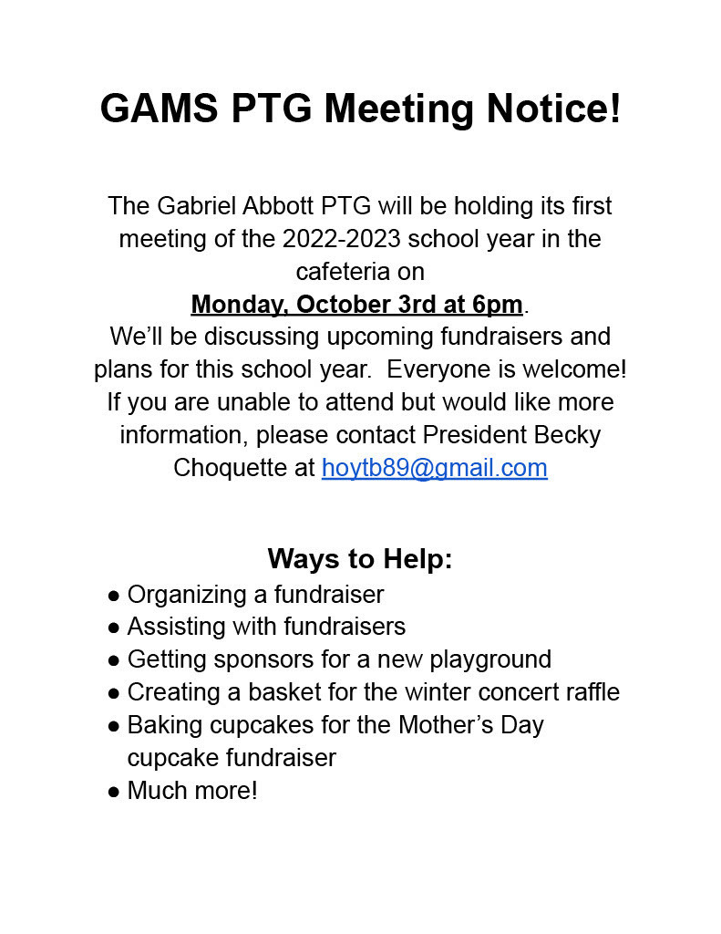 GAMS PTG Meeting Notice