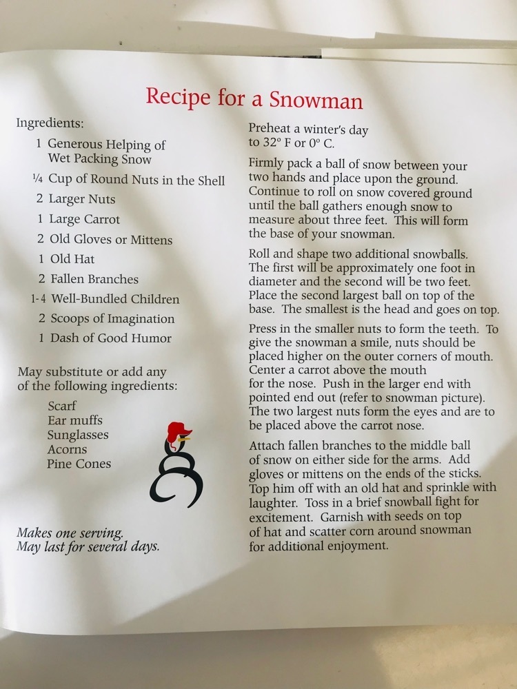 Recipe for a snowman. 